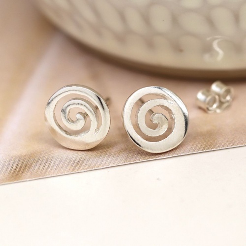 Sterling Silver Spiral Stud Earrings by Peace of Mind